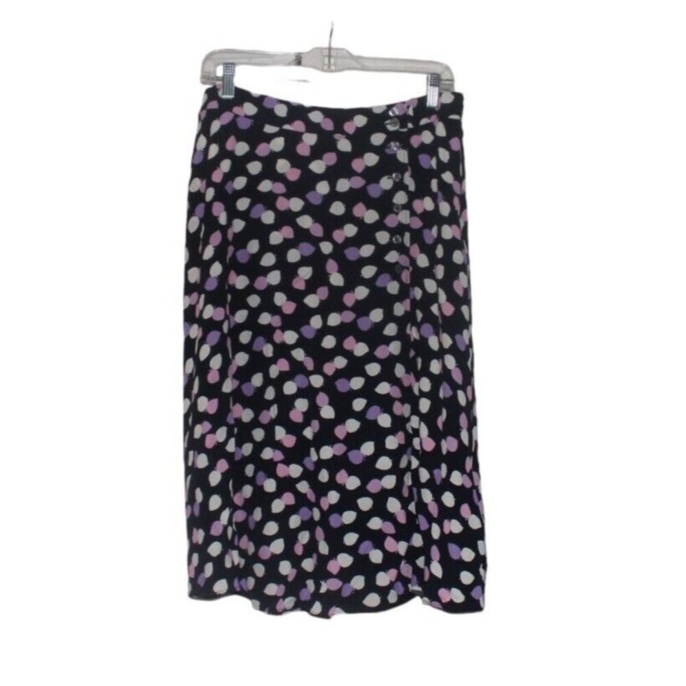 Talbots Skirt Aline Faux Wrap Sz 12P Navy Blue Purple White Polka Dots NWT